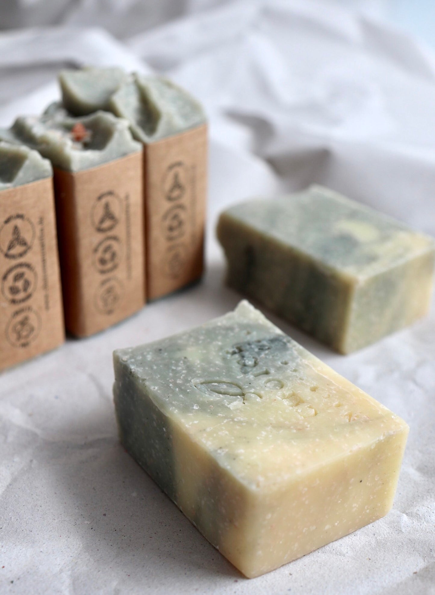 Natural Soap "Lemongrass" with Himalayan Salt and Cambrian Clay, Vegan & Palm Oil-Free, Nourishing Handmade Soap